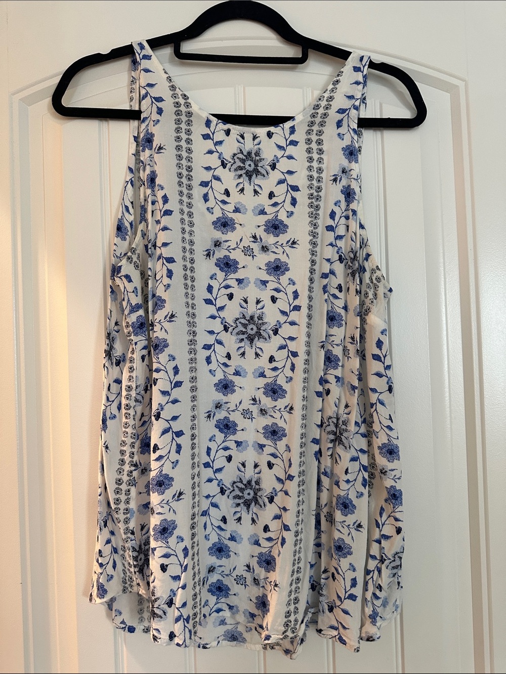 Old Navy White Tank Top with Blue Floral Print